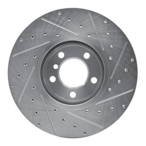 BMW 228i Brake Rotor (1) - Front Left - R1 Concepts - Drilled & Slotted - Silver - `12-`21